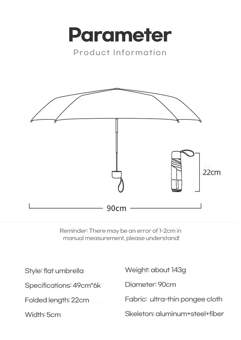 ☔ PARACHASE Ultra-Light 143g Flat Rain Umbrella – Compact, Windproof & Perfect for Travel! 🌦️✨