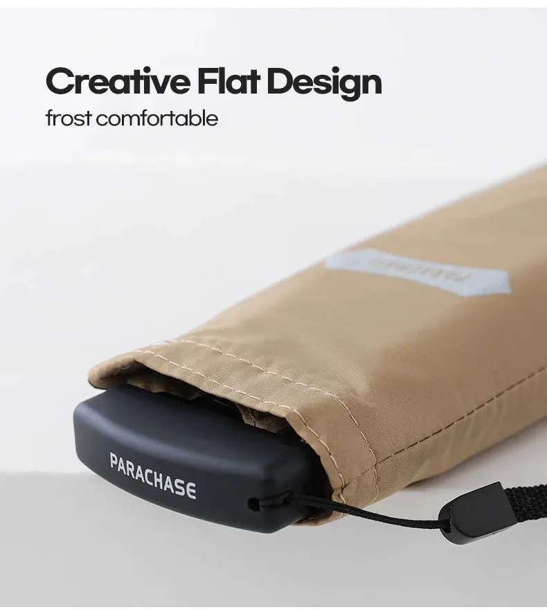 ☔ PARACHASE Ultra-Light 143g Flat Rain Umbrella – Compact, Windproof & Perfect for Travel! 🌦️✨