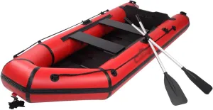 10' Inflatable Boat, Foldable Inflatable Kayak for Adults, PVC Tender Boat with Paddles & Pedal Pumps, Heavy Duty Rush Wave Boat for Lakes Rivers Fishing & Adventure, 726 Lbs Max Load