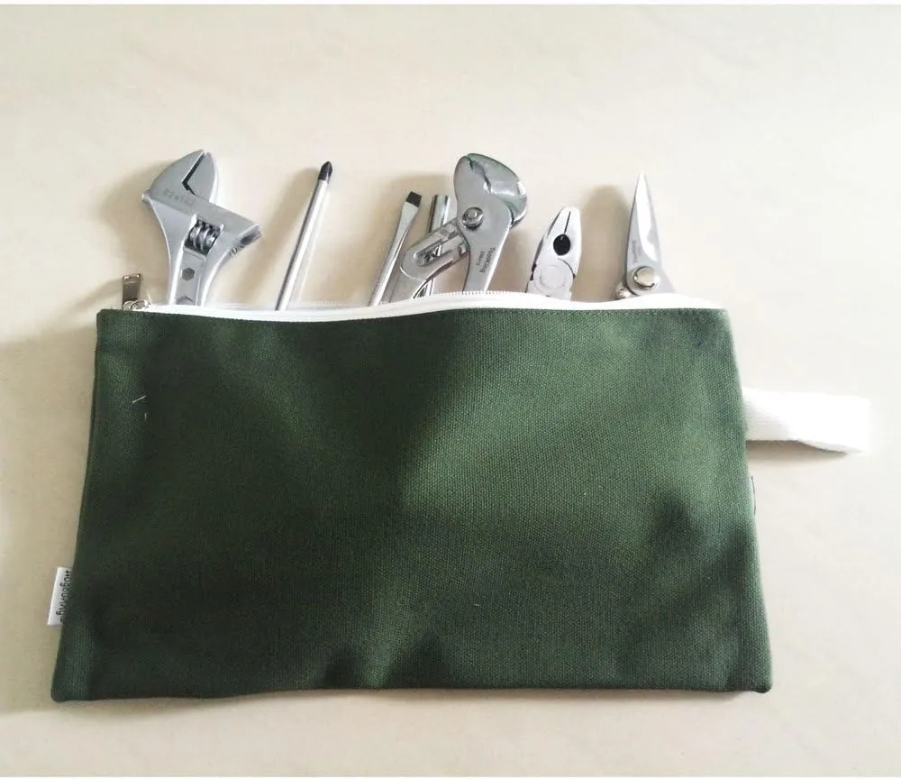 100% Cotton 16oz Heavy Duty Multi-purpose Canvas Zipper Tool Bag Organize Storage Pouch 4-pack