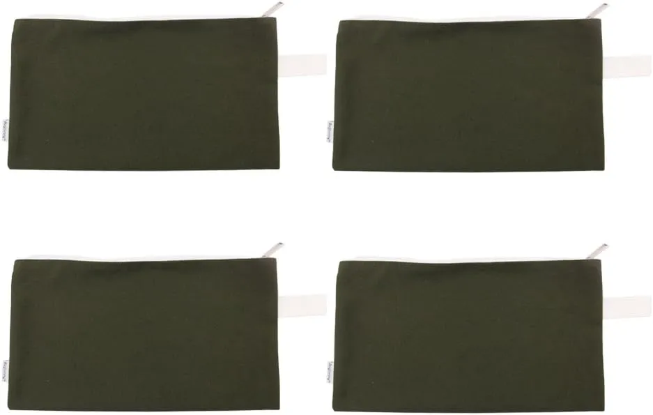 100% Cotton 16oz Heavy Duty Multi-purpose Canvas Zipper Tool Bag Organize Storage Pouch 4-pack