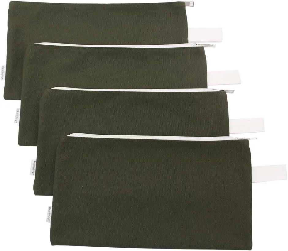 100% Cotton 16oz Heavy Duty Multi-purpose Canvas Zipper Tool Bag Organize Storage Pouch 4-pack