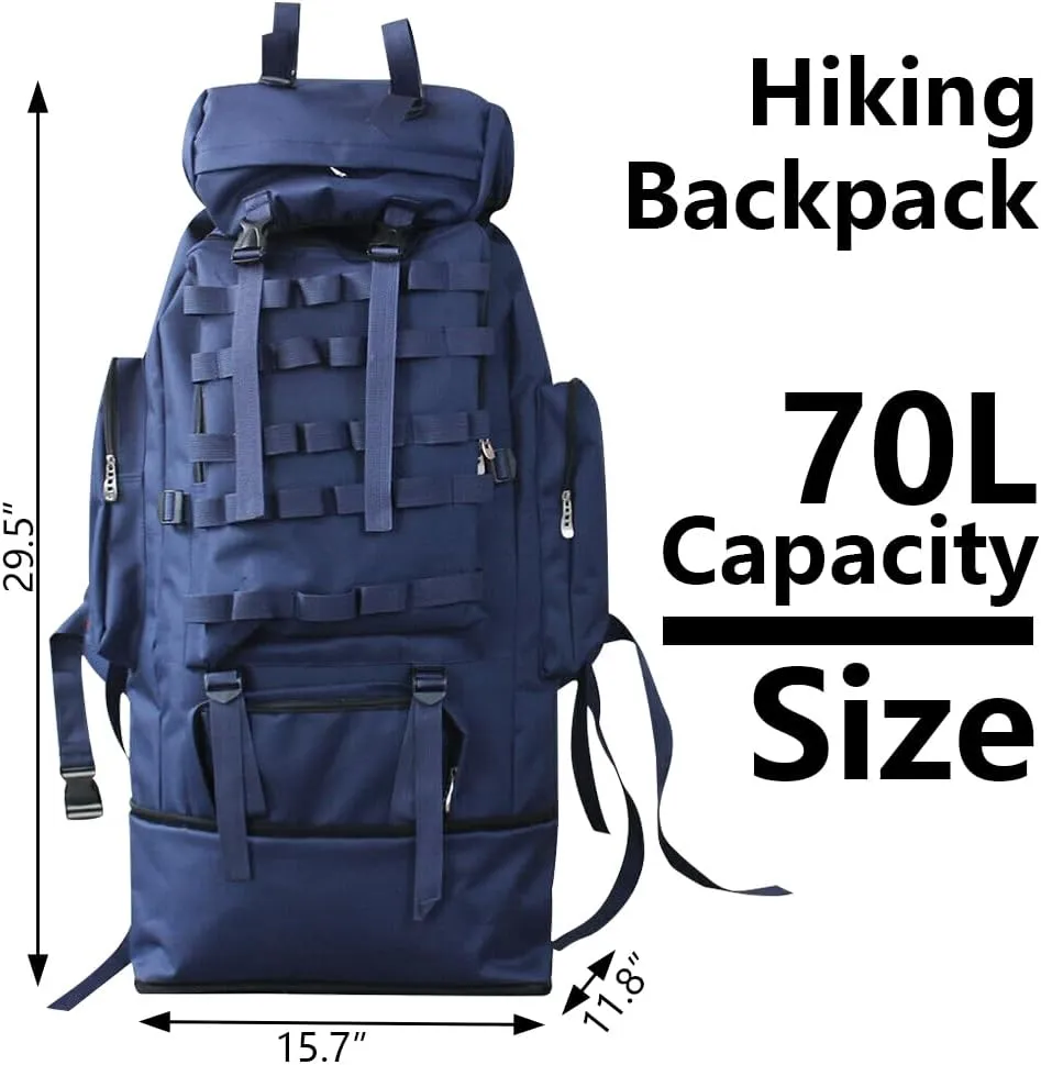 100L Camping Hiking Backpack Waterproof Military Tactical Backpack Sports Survival Backpacks for Traveling and Hiking (Navy Blue)