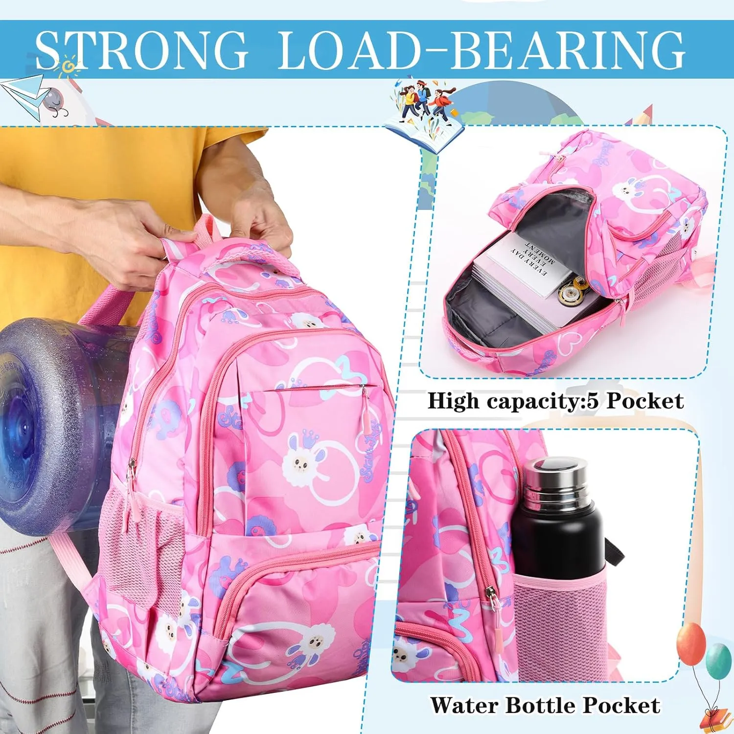 12 Pcs 17 Inch School Backpack Bulk Student Backpack for Teens Boys Girls School Donation Charities (Sheep)