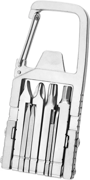 13 in 1 Multitool Screwdriver Keychain Foldable Survival Tool with Chain Rivet Extractor for Camping Fishing Outdoor Activities