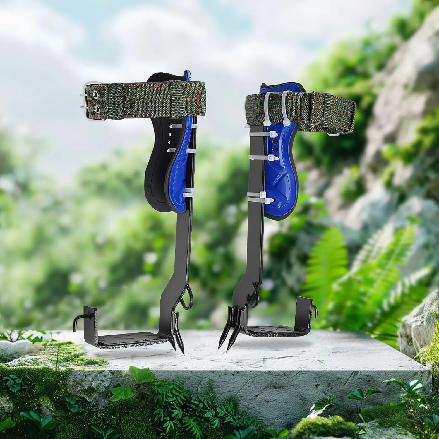 14.17 in Tree Climbing Spikes Set, Tree Climbing Gear Arborist with Safety Belt, Portable Trees Spikes Rock Climb Kit for Outdoor Jungle Survival Fruit Picking Hunting and Observation