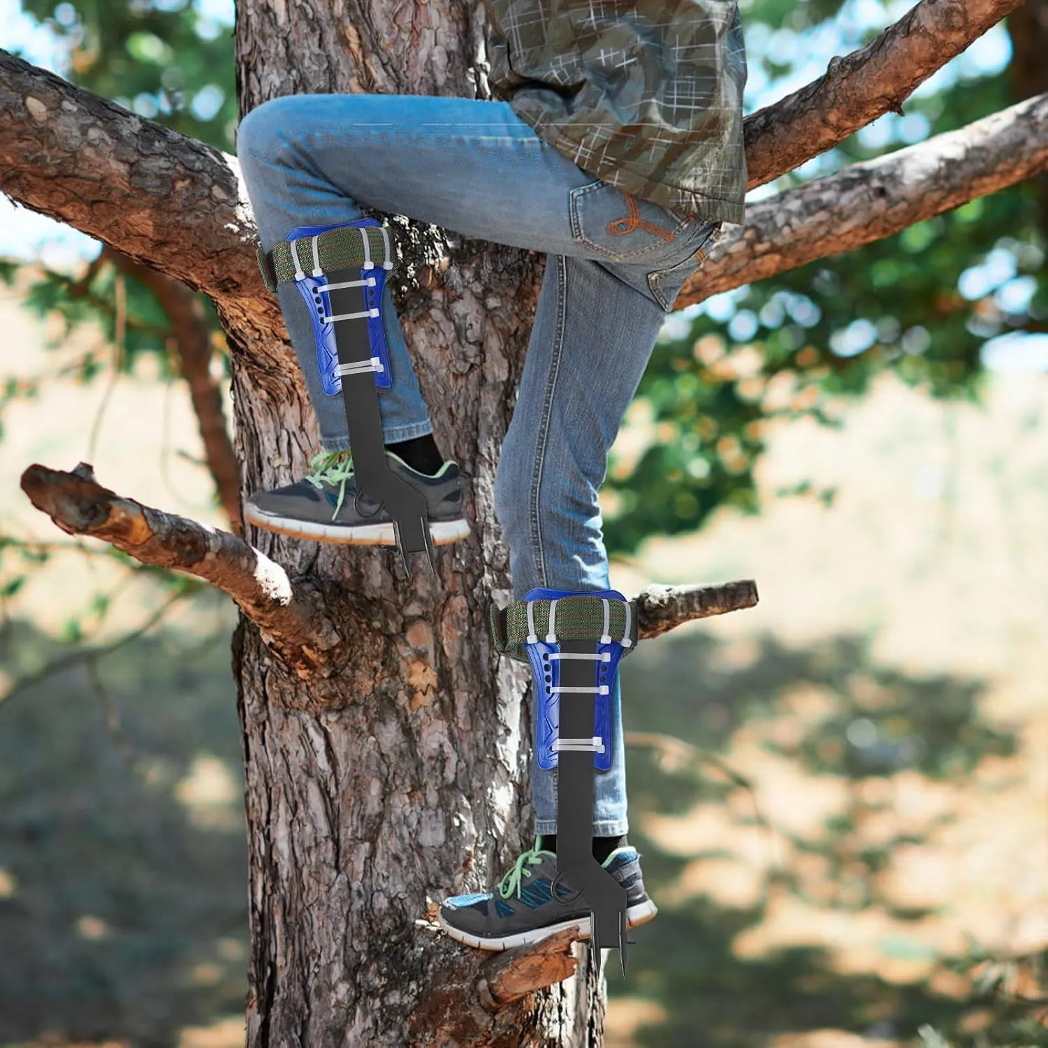 14.17 in Tree Climbing Spikes Set, Tree Climbing Gear Arborist with Safety Belt, Portable Trees Spikes Rock Climb Kit for Outdoor Jungle Survival Fruit Picking Hunting and Observation