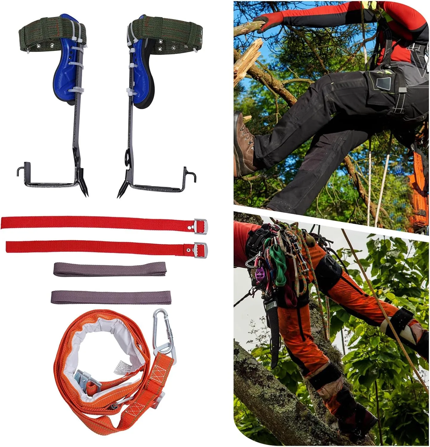 14.17 in Tree Climbing Spikes Set, Tree Climbing Gear Arborist with Safety Belt, Portable Trees Spikes Rock Climb Kit for Outdoor Jungle Survival Fruit Picking Hunting and Observation