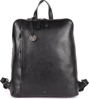 14.5 Inch Genuine Leather Backpack for Women and Men, Black Leather Backpack with Adjustable Shoulder Strap