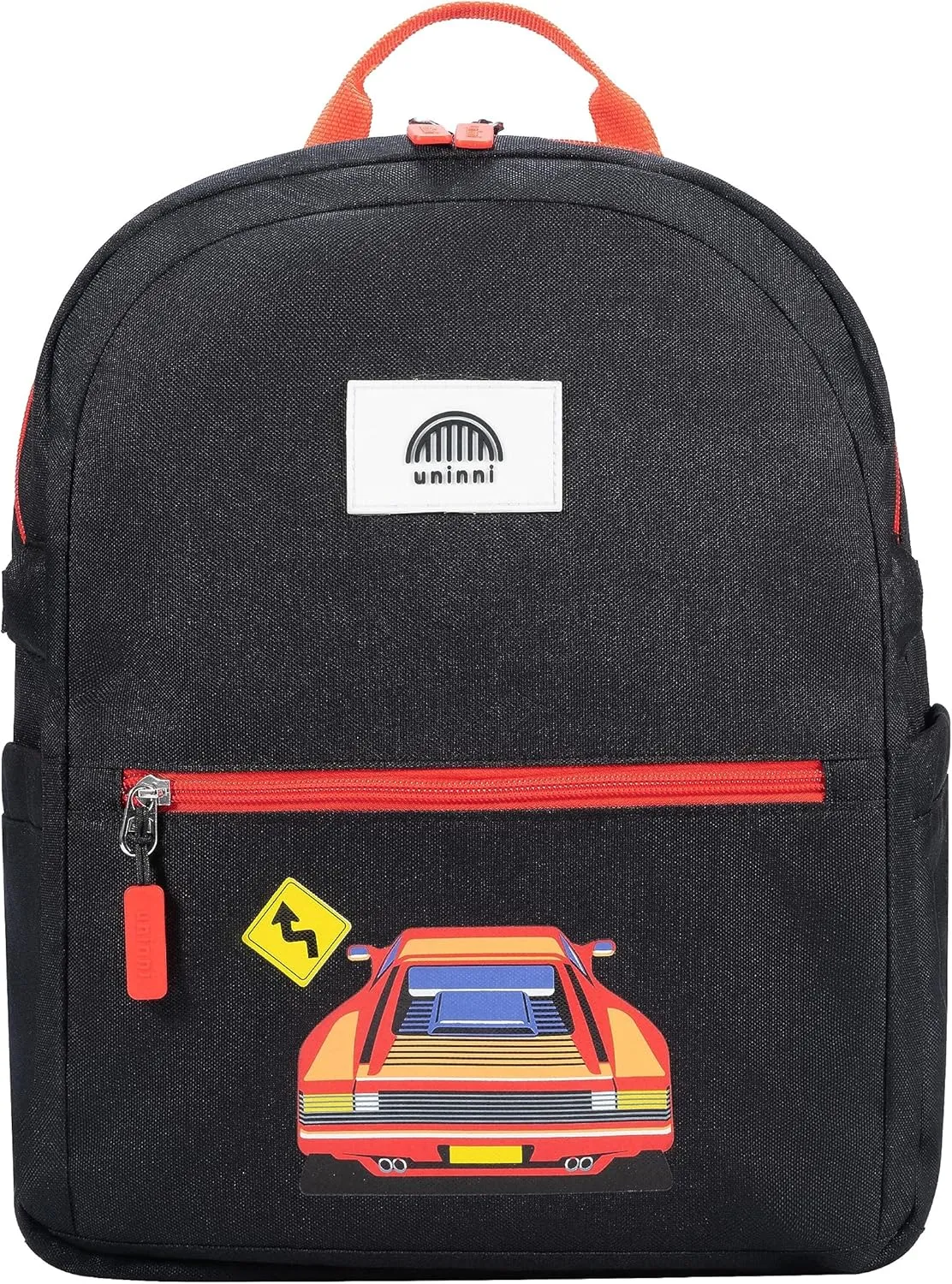 14" Kids Backpack for Girls and Boys Age 5-8 Years Old with Padded, and Adjustable Shoulder Straps - Race Car (Black/Red)