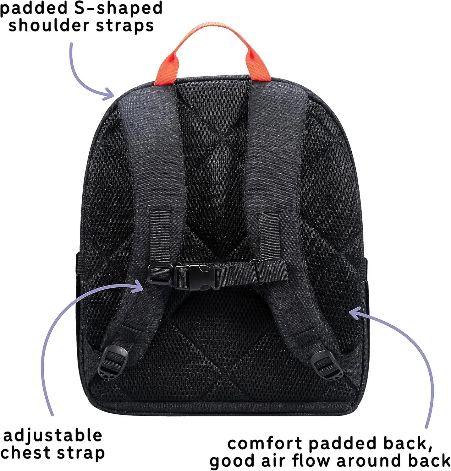 14" Kids Backpack for Girls and Boys Age 5-8 Years Old with Padded, and Adjustable Shoulder Straps - Race Car (Black/Red)