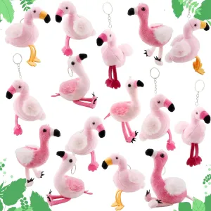 15 Pcs 6 Inch Plush Flamingo Keychain Cute Small Plush Flamingo Stuffed Animal Keychain Toys for Valentine Day Birthday Party Gifts Hanging Decoration Bag Gift Fillers