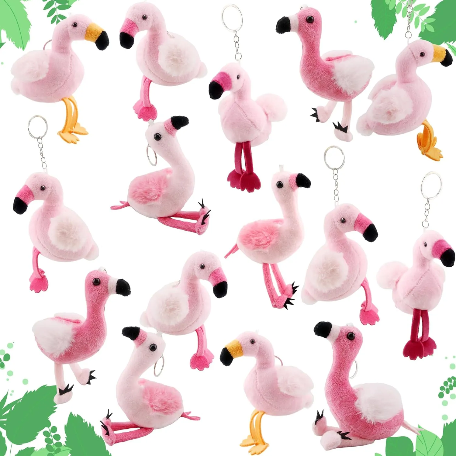 15 Pcs 6 Inch Plush Flamingo Keychain Cute Small Plush Flamingo Stuffed Animal Keychain Toys for Valentine Day Birthday Party Gifts Hanging Decoration Bag Gift Fillers
