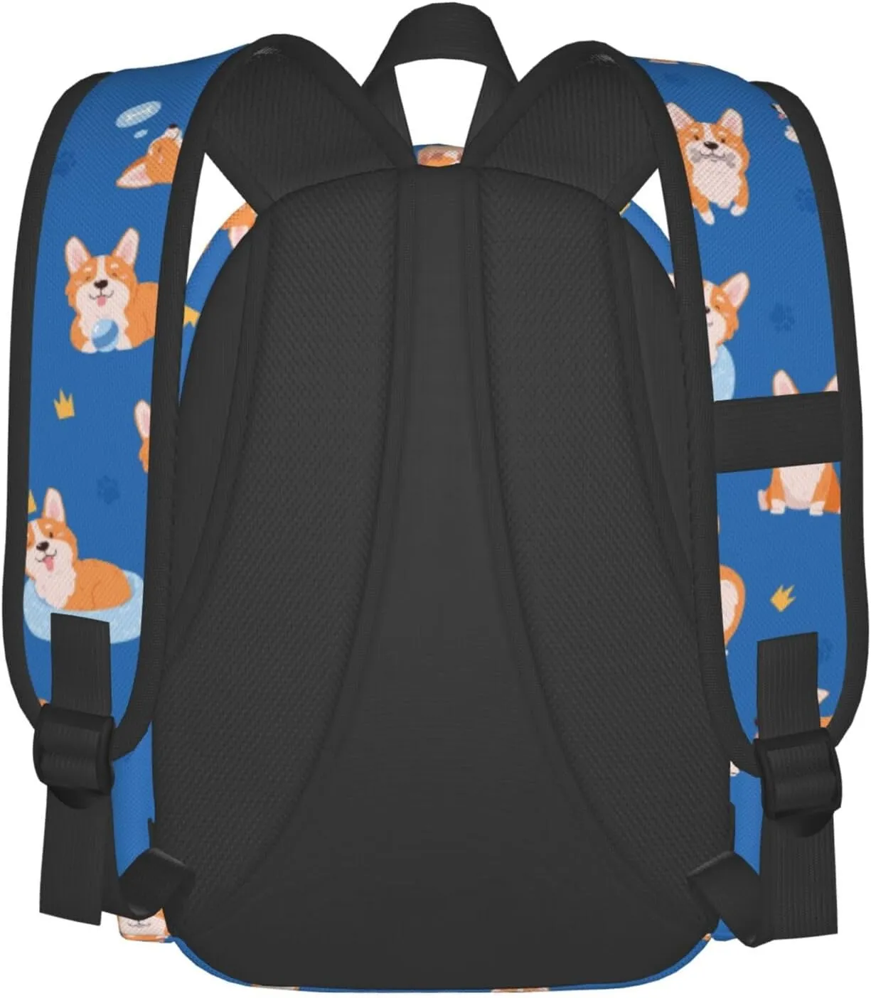17 inch Backpack Cute Crown Corgi Dogs Puppy Laptop Backpack School Bookbag Shoulder Bag Casual Daypack