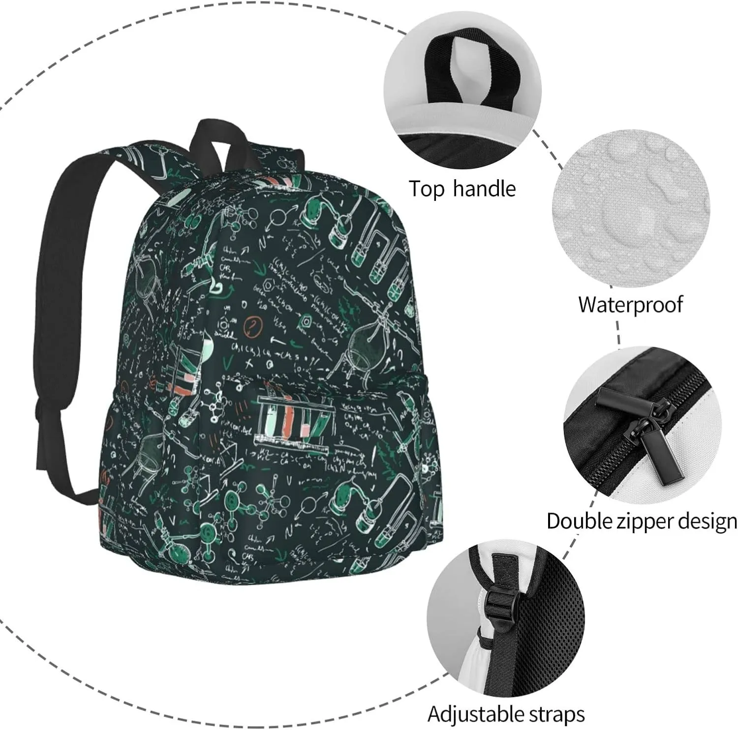 17 inch Backpack Old Chemistry Laboratory Laptop Backpack School Bookbag Shoulder Bag Casual Daypack