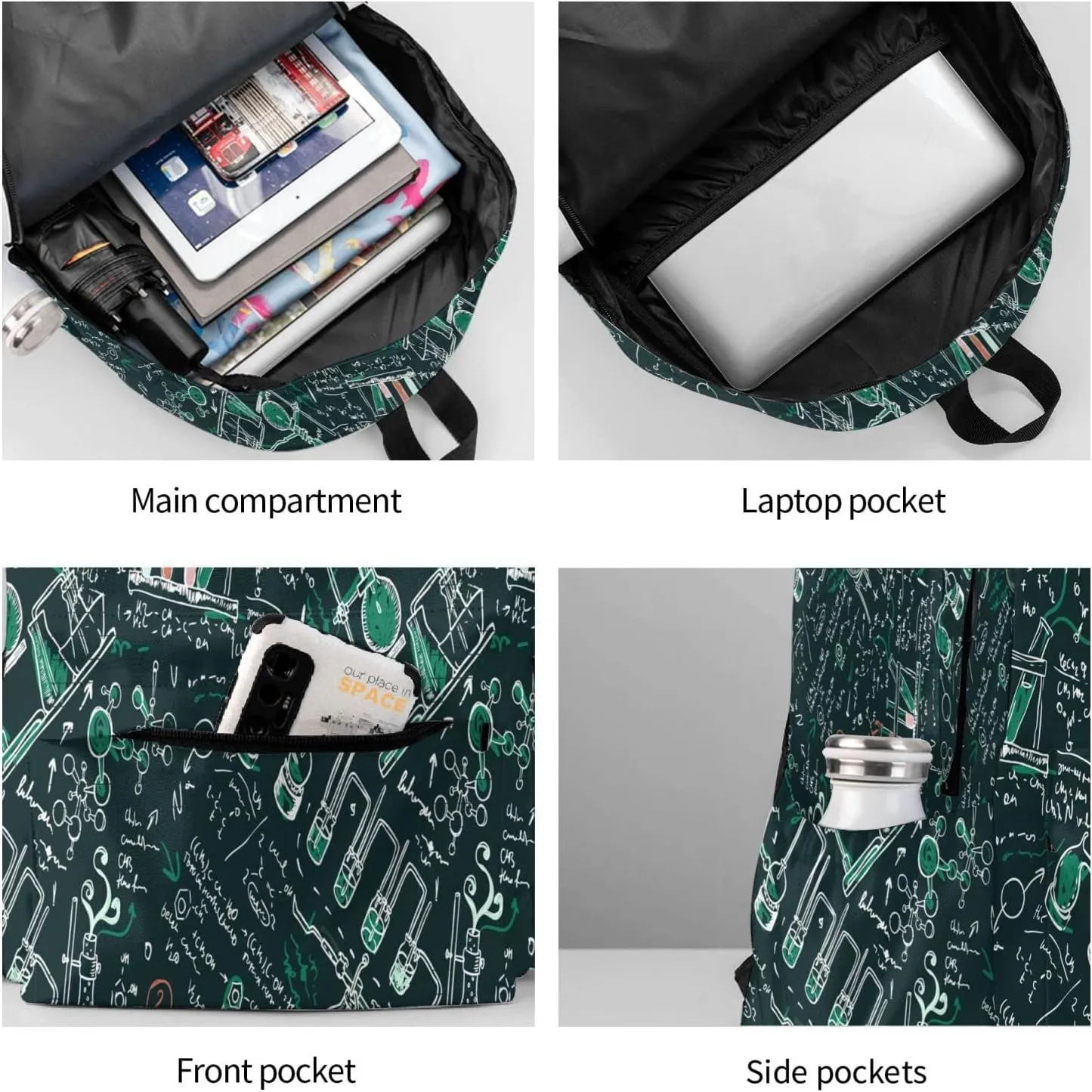 17 inch Backpack Old Chemistry Laboratory Laptop Backpack School Bookbag Shoulder Bag Casual Daypack