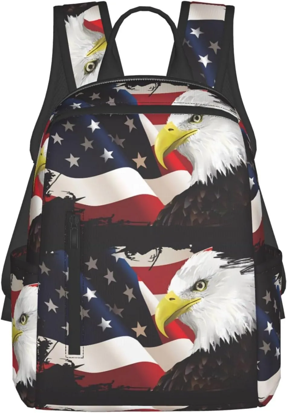 1776 American Independence Day American Flag Eagle Vintage American Flag Casual Backpacks Laptop Backpack Outdoor Travel Rucksack Sport Carry-On Daypack Lightweight Bag with Multi-Pockets