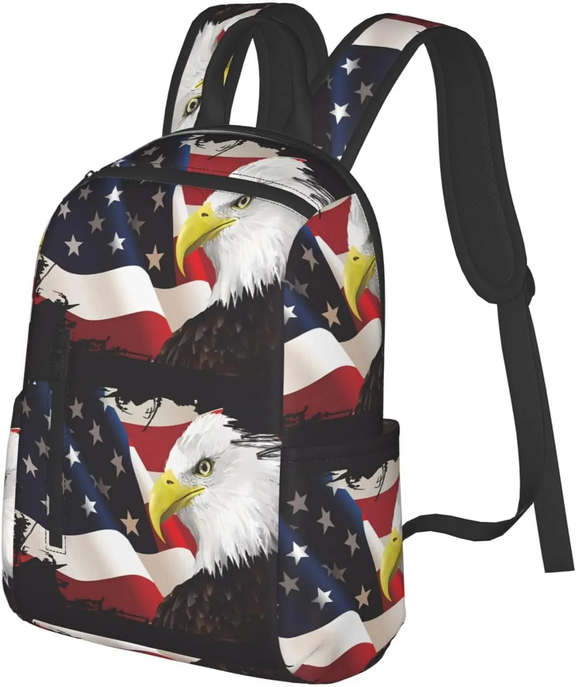 1776 American Independence Day American Flag Eagle Vintage American Flag Casual Backpacks Laptop Backpack Outdoor Travel Rucksack Sport Carry-On Daypack Lightweight Bag with Multi-Pockets