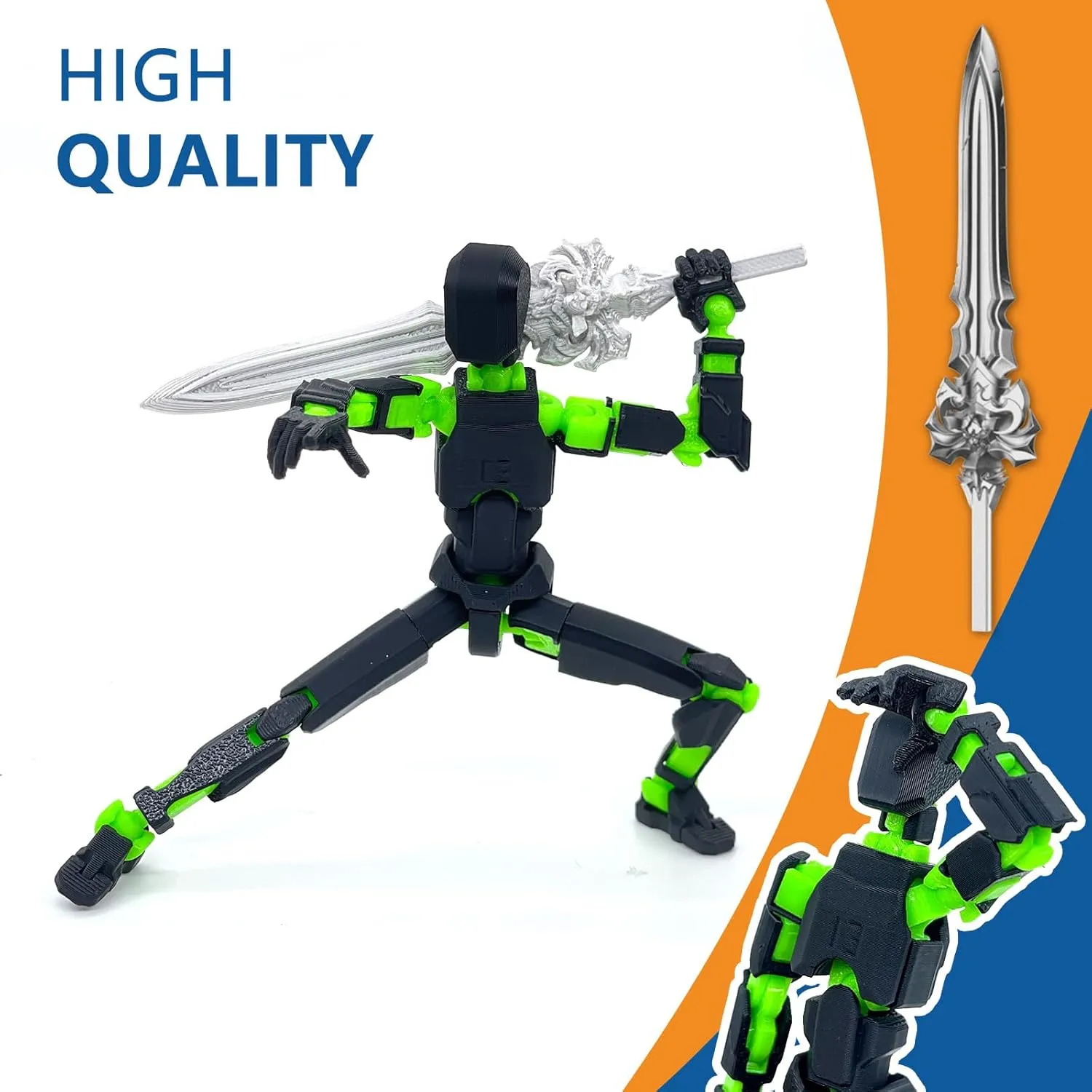 2-Pack Assembled Titan 13 Action Figure, T 3D Printed 13 Action Figure Set T Action Figure Dummy 13 Lucky 13, Desktop Decorations Game Gifts, (Laser G  Laser P)