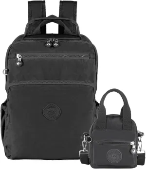 2 Pack laptop backpack and Mini Crossbody Handbags for Women Cute Backpack Purse Fashion Daypack for Travel Shopping