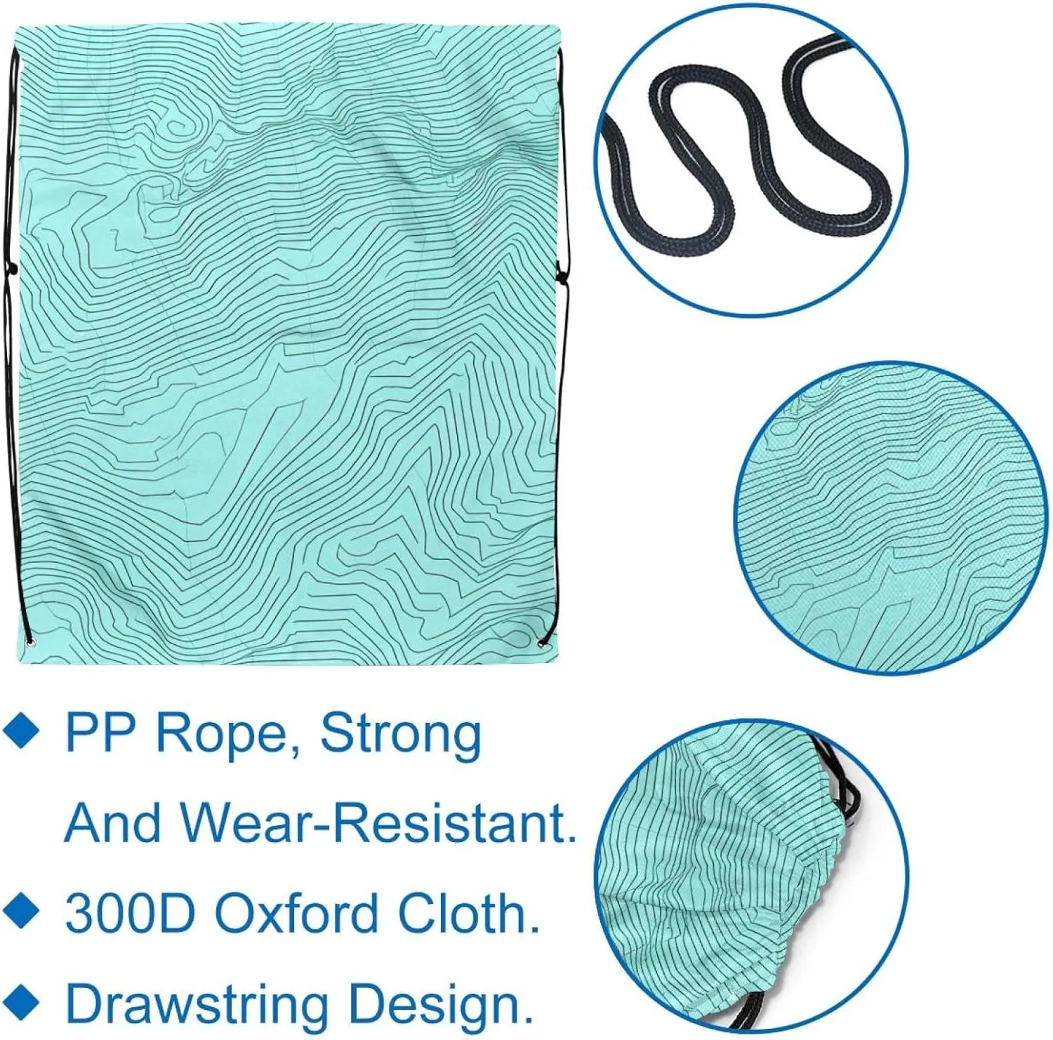 2 Pcs Topographic Map Drawstring Backpack Sports Gym Sack pack String Bag for Women Men