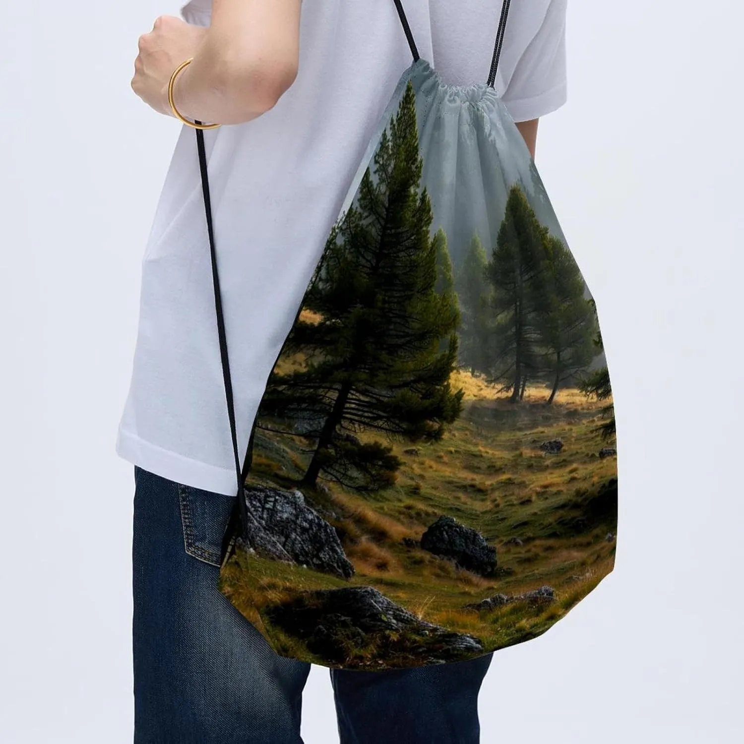 2 Pcs Topographic Map Drawstring Backpack Sports Gym Sack pack String Bag for Women Men
