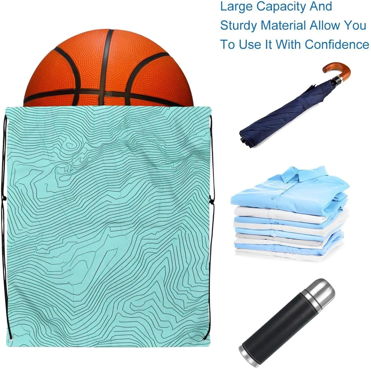 2 Pcs Topographic Map Drawstring Backpack Sports Gym Sack pack String Bag for Women Men