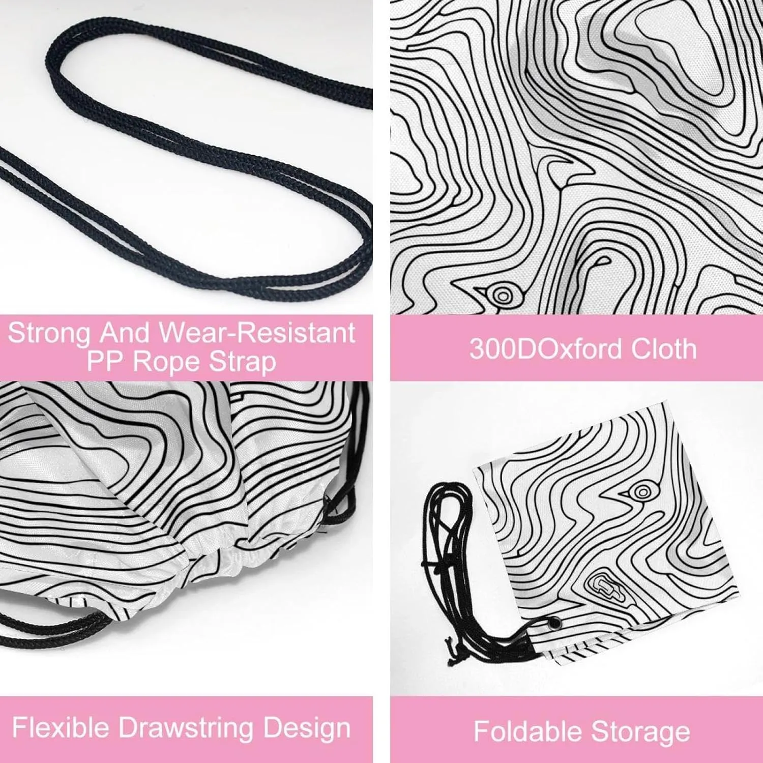 2 Pieces Drawstring Backpacks, Topography Line Map Draw String Back Bag Drawstring Bags for Sports, Gym, Travel, Swimming, Beach