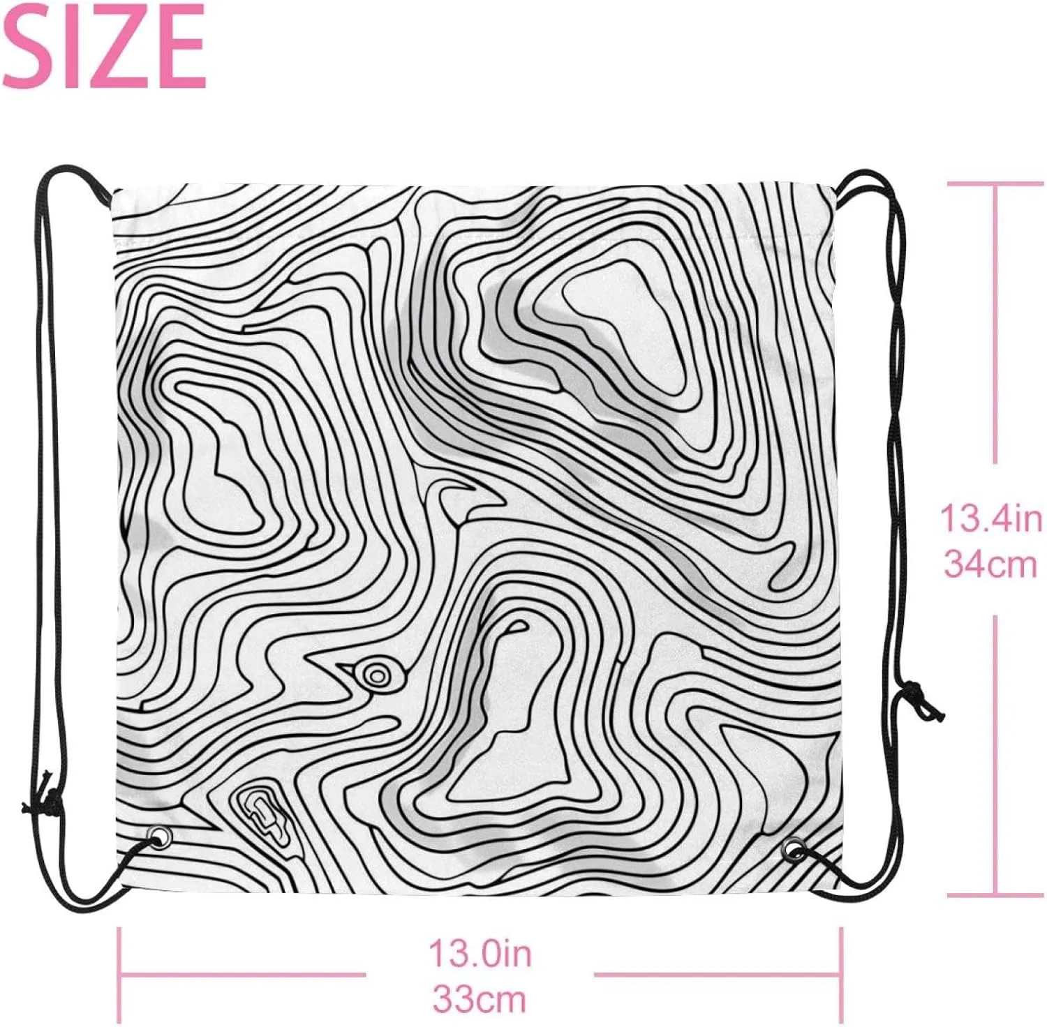 2 Pieces Drawstring Backpacks, Topography Line Map Draw String Back Bag Drawstring Bags for Sports, Gym, Travel, Swimming, Beach