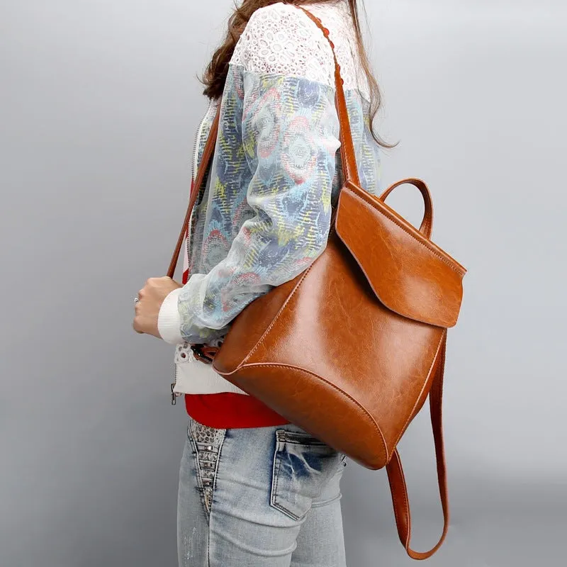 2021 Korean fashion leather shoulder bag lady all-match Leather Backpack simple retro handbags handbags wholesale