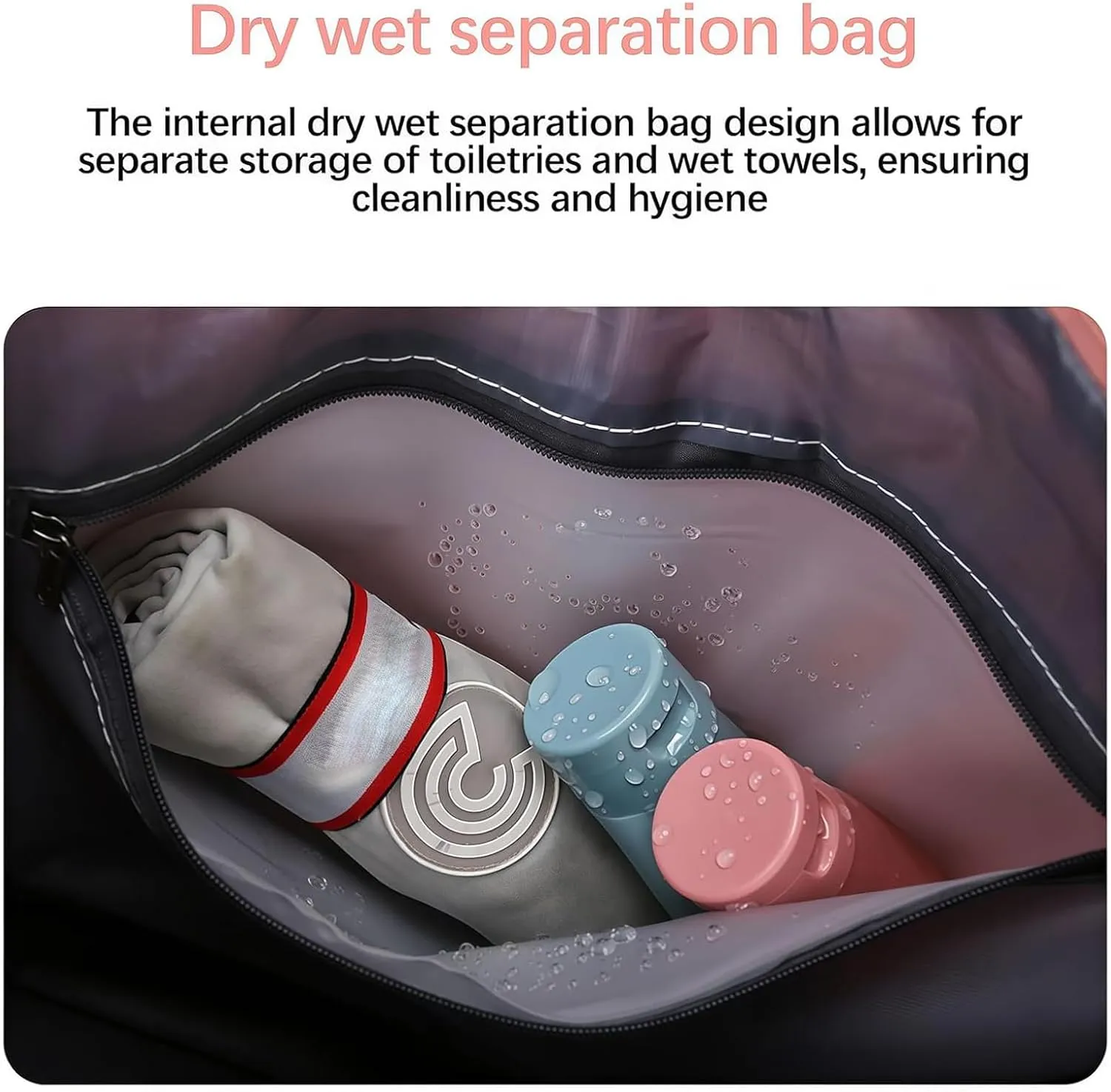 2025 New Pepepo Travel Bag with Wheels, Large Capacity, Universal Wheel Removable, Expandable Foldable Duffle Bag, Wide-Open, Dry and Wet Separation (Light Purple)