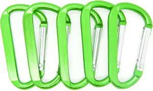 2.25" Green Color D Shape Spring-Loaded Aluminum Carabiner Belt Clip Key Chain - Pack of 100 pcs