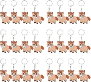 24 Pack Pony Keyring Pack Party Favor for Pony Lover, Guest Return Gift, Farm Animal Themed Party, Baby Shower, Birthday