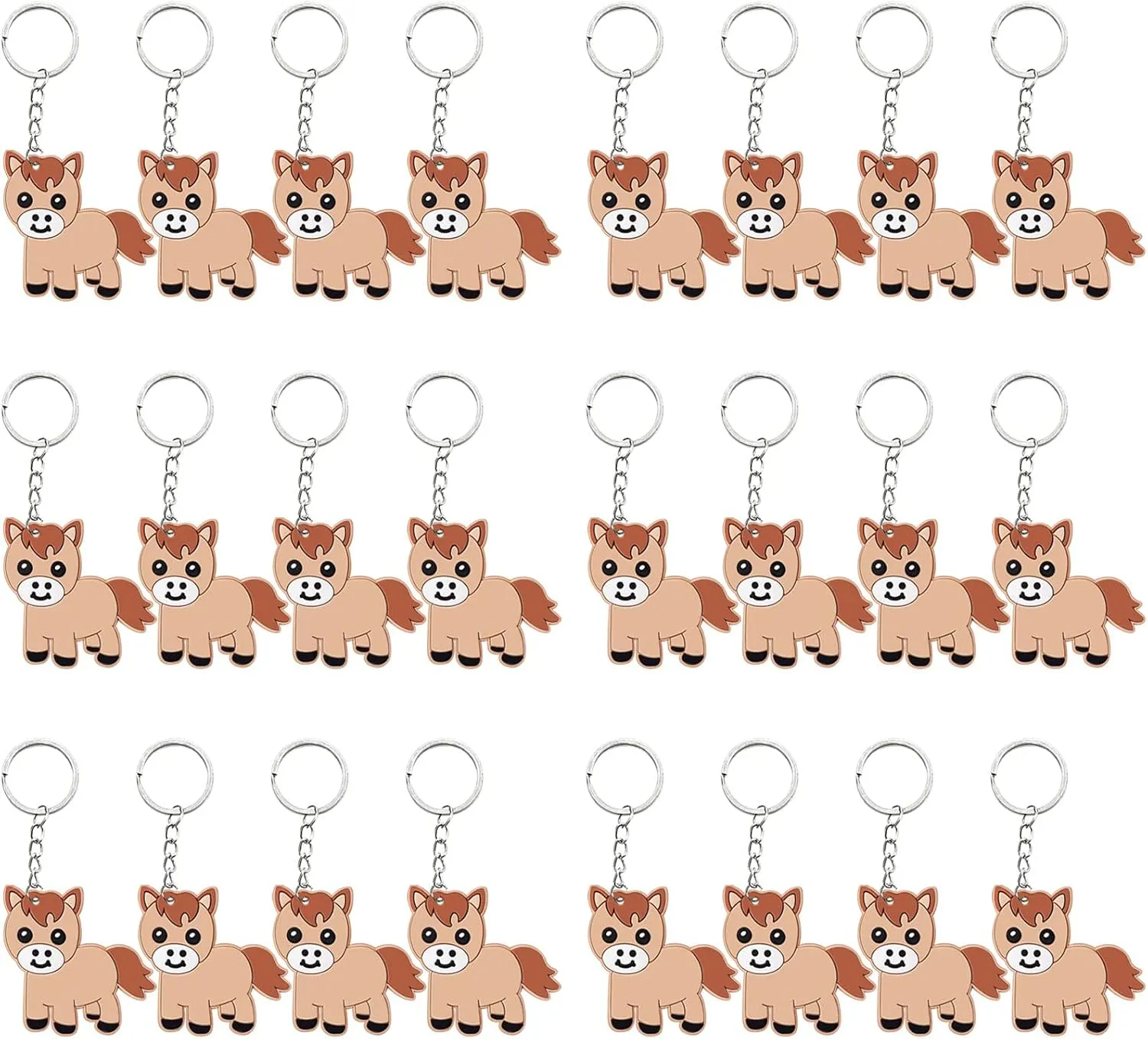 24 Pack Pony Keyring Pack Party Favor for Pony Lover, Guest Return Gift, Farm Animal Themed Party, Baby Shower, Birthday