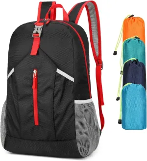 25L Hiking-Backpack Foldable-Sports Daypack-Camping Collapsible Day Bag Water Resistant Lightweight Travel Men Women (Black)