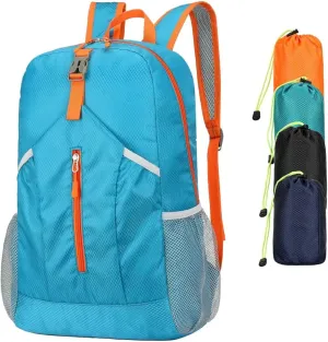25L Hiking-Backpack Foldable-Sports Daypack-Camping Collapsible Day Bag Water Resistant Lightweight Travel Men Women (Blue)