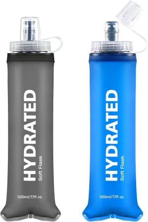 2Pack Soft Flask, 8.5oz Collapsible Soft Water Bottle, 250ml Foldable TPU Bottles for Hydration Pack BPA-Free, Running Lightweight Water Bottle for Hiking Cycling Climbing Running