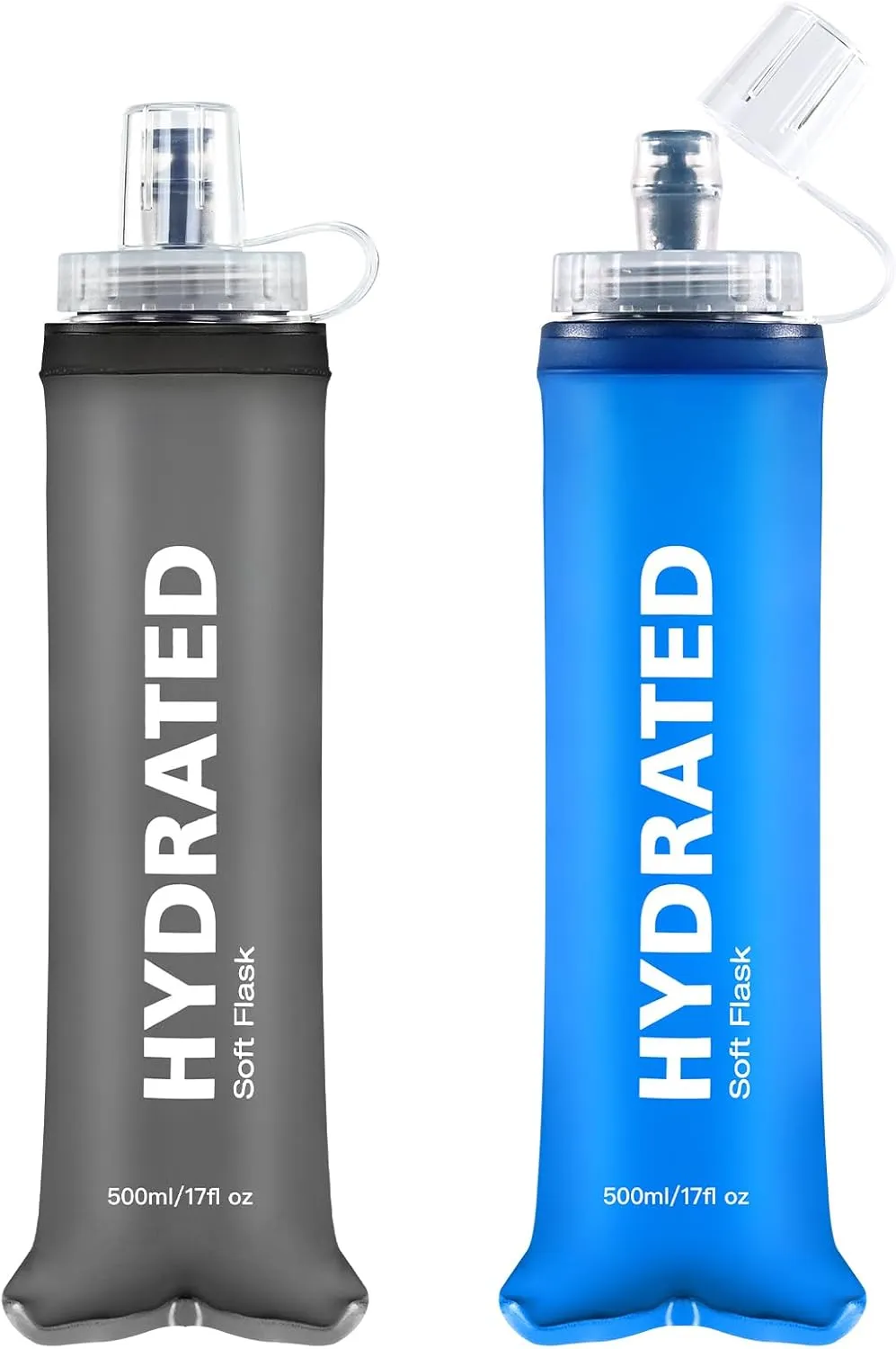 2Pack Soft Flask, 8.5oz Collapsible Soft Water Bottle, 250ml Foldable TPU Bottles for Hydration Pack BPA-Free, Running Lightweight Water Bottle for Hiking Cycling Climbing Running
