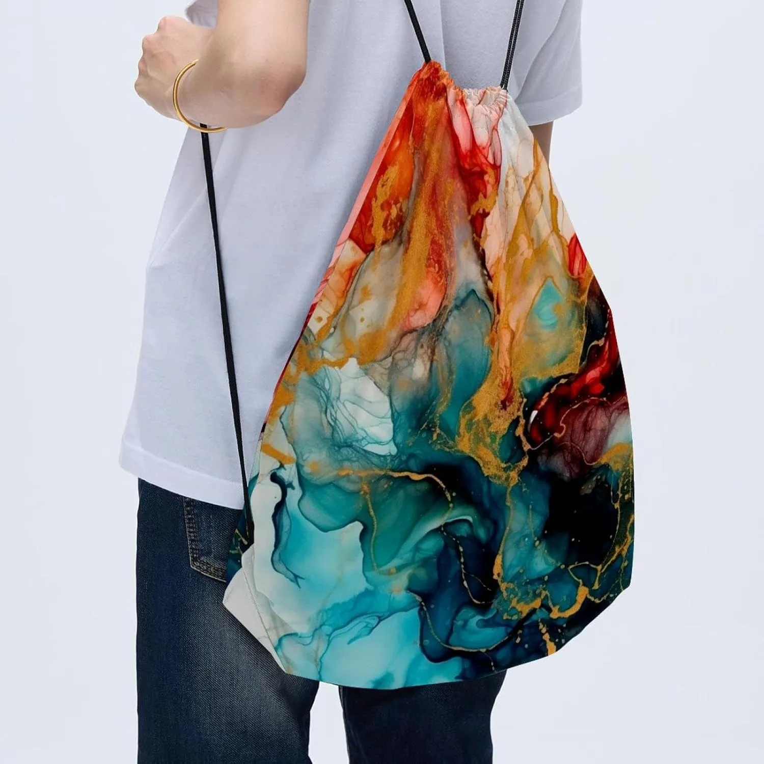 2PCS Marble Drawstring Bags Drawstring Gym Bag