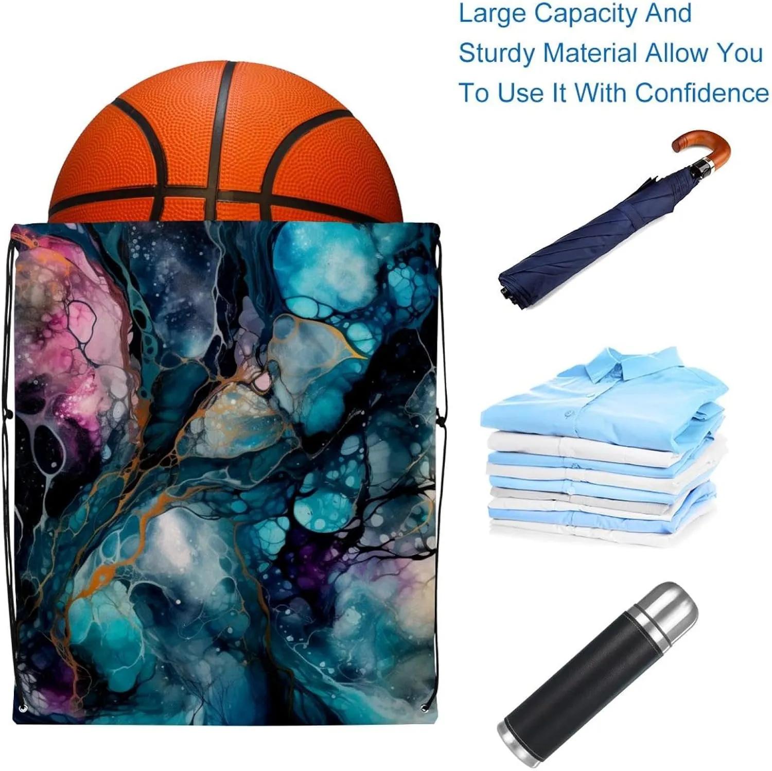2PCS Marble Drawstring Bags Drawstring Gym Bag