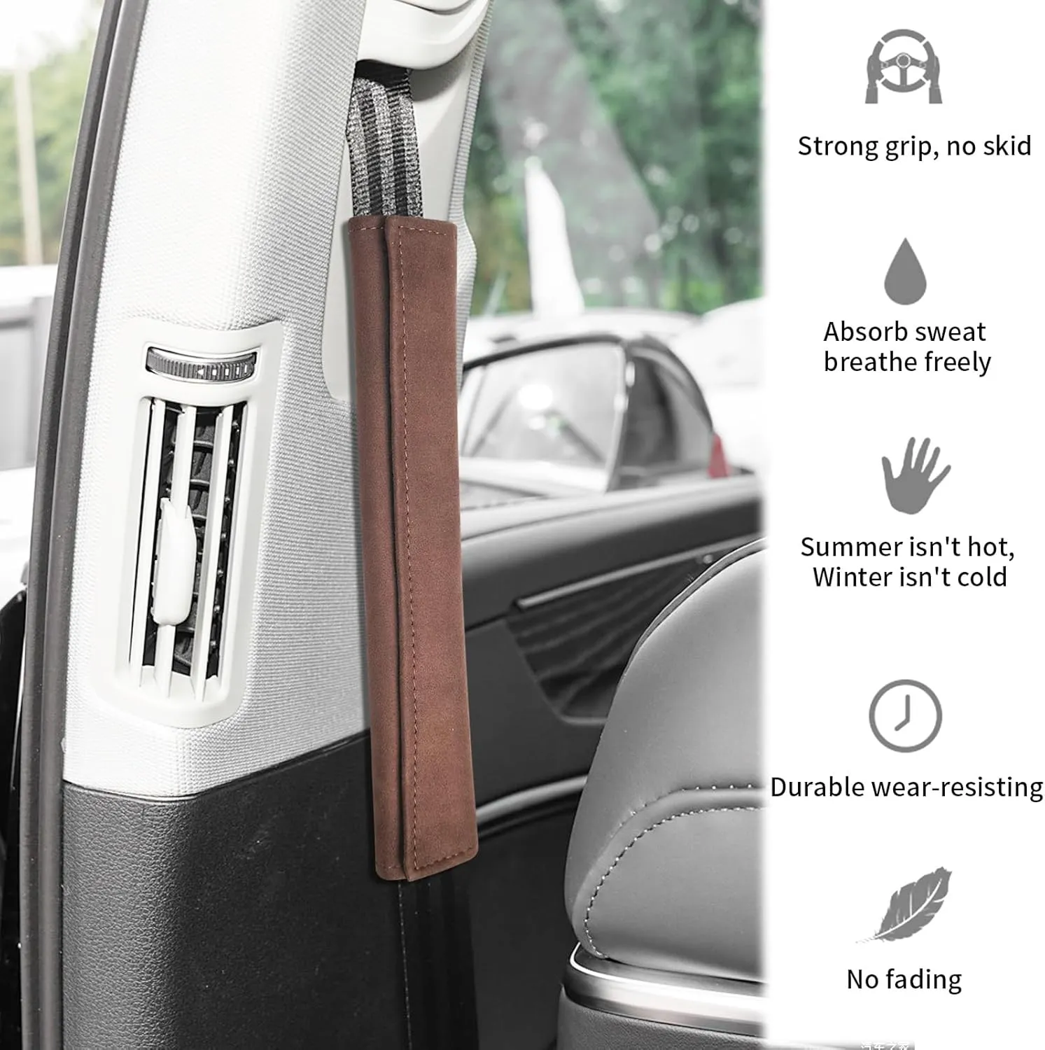 2PCS Suede Universal Car Seat Belt Shoulder Protector Pad,Handbags, Backpacks, Child Straps Protect Your Shoulders and Neck for Adults and Children 11.8in Brown