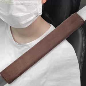 2PCS Suede Universal Car Seat Belt Shoulder Protector Pad,Handbags, Backpacks, Child Straps Protect Your Shoulders and Neck for Adults and Children 11.8in Brown
