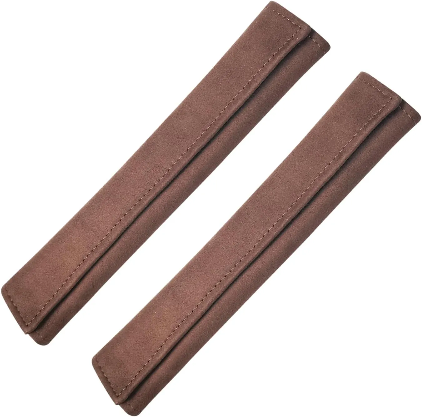 2PCS Suede Universal Car Seat Belt Shoulder Protector Pad,Handbags, Backpacks, Child Straps Protect Your Shoulders and Neck for Adults and Children 11.8in Brown