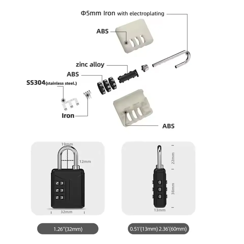 3-Digit Mini Password Padlock – Combination Lock for Student Lockers