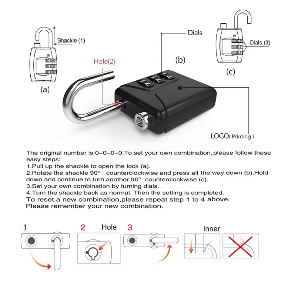 3-Digit Mini Password Padlock – Combination Lock for Student Lockers