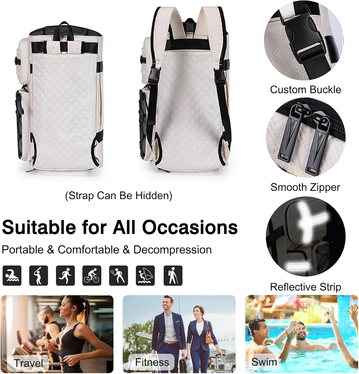 3 in 1 Sports Gym Bag for Women Crossbody Shoulder Bag Men Backpack Weekender Overnight Travel Flight-Approved Duffle Bags with Shoe Compartment & Dry Wet Separation Tote Handbags Green