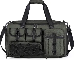 3 in 1 Sports Gym Bag for Women Crossbody Shoulder Bag Men Backpack Weekender Overnight Travel Flight-Approved Duffle Bags with Shoe Compartment & Dry Wet Separation Tote Handbags Green