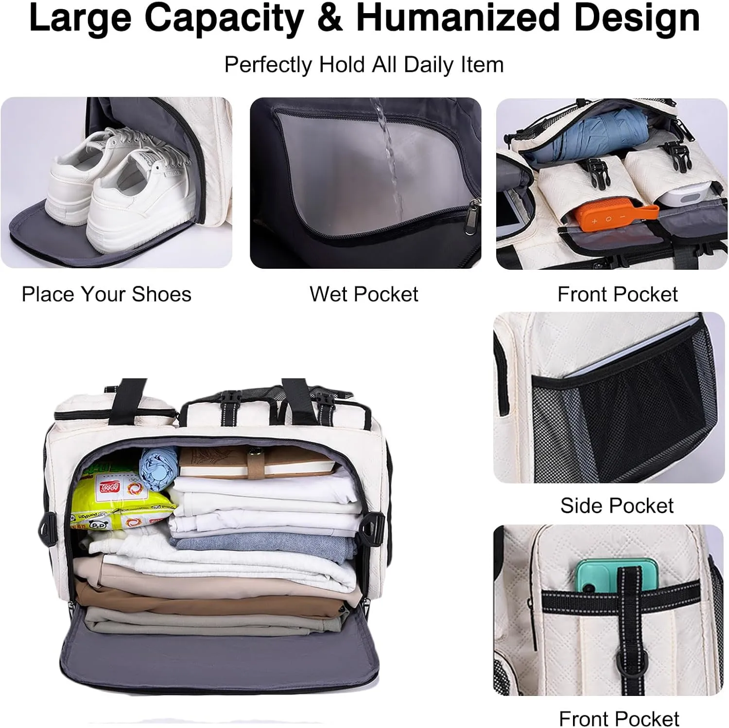 3 in 1 Sports Gym Bag for Women Crossbody Shoulder Bag Men Backpack Weekender Overnight Travel Flight-Approved Duffle Bags with Shoe Compartment & Dry Wet Separation Tote Handbags Green