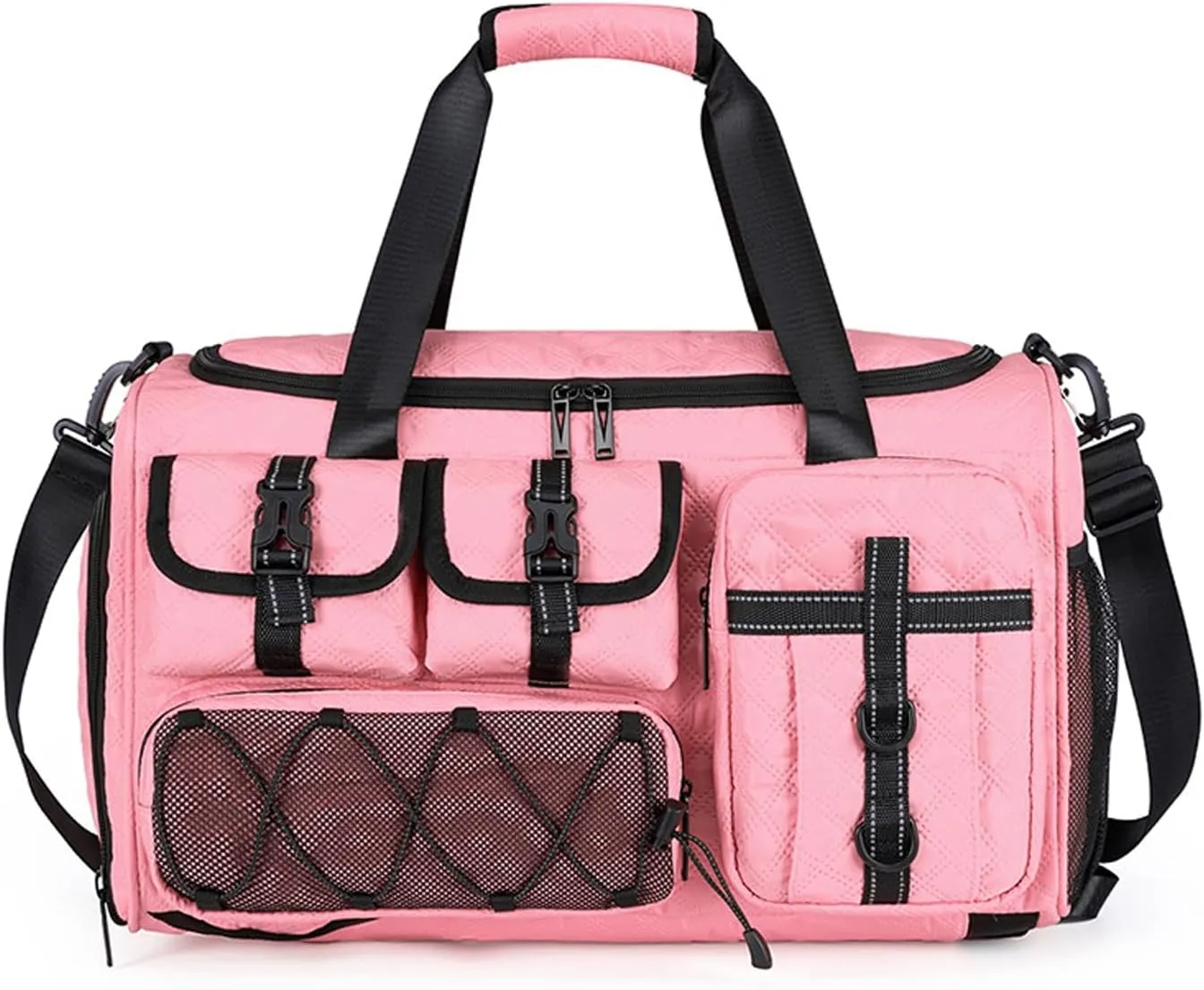 3 in 1 Sports Gym Bag for Women Crossbody Shoulder Bag Men Backpack Weekender Overnight Travel Flight-Approved Duffle Bags with Shoe Compartment & Dry Wet Separation Tote Handbags Pink