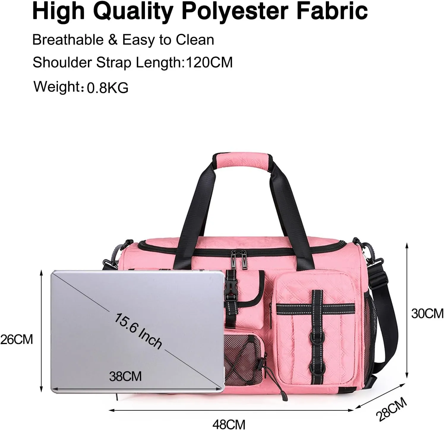 3 in 1 Sports Gym Bag for Women Crossbody Shoulder Bag Men Backpack Weekender Overnight Travel Flight-Approved Duffle Bags with Shoe Compartment & Dry Wet Separation Tote Handbags Pink